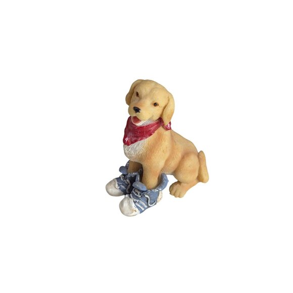 Golden Retriever Yellow Labrador Figurine Red Bandana & Shoes 4.5" Resin - Picture 1 of 5